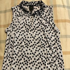 White with black square design blouse by Worthington. Size M